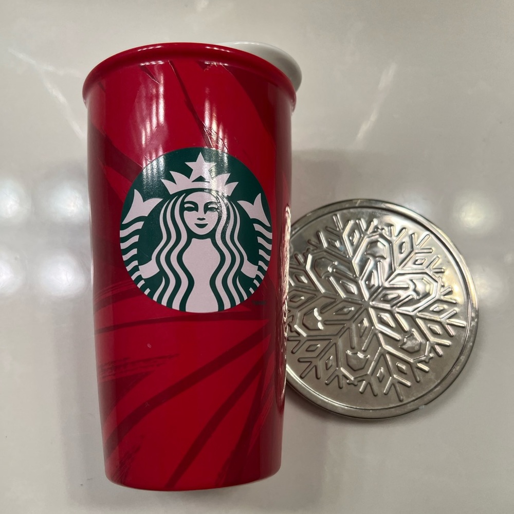Starbucks Holiday Red Ceramic Travel Cup with Lid